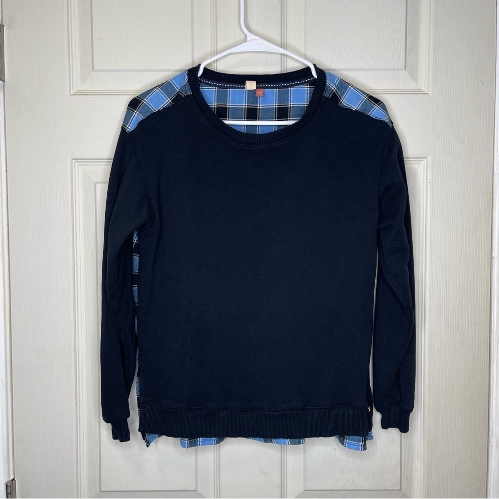 Anthropologie Pilcro Contrast Flannel Pullover Sweatshirt Sz XS
